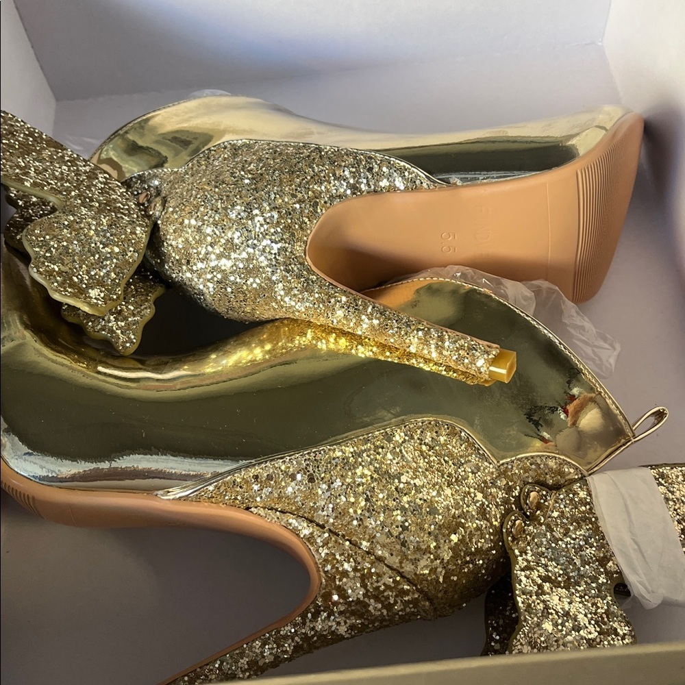 Ankle Boots Back Butterfly Sexy Pointed Toe Sz 5.5 Stiletto Booties Sparkly High - Picture 7 of 8